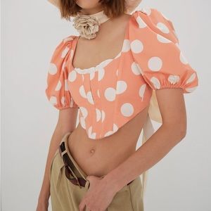 For Love and Lemons Corset Polka Dot Top